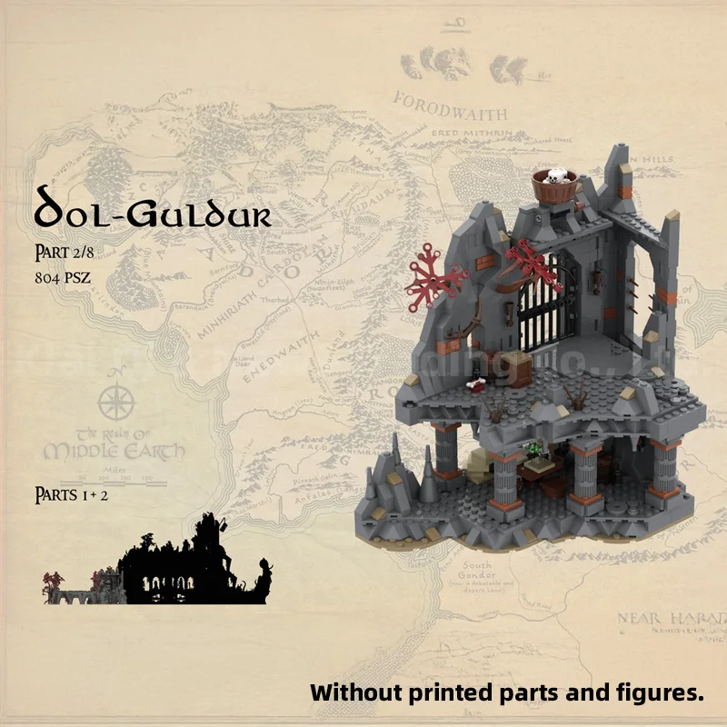 Dark Fortress Castle Challenge Ringen Filmuitbreiding MOC Bouwstenen Bakstenen Architectuur Fans Cadeau Display Kerstmis