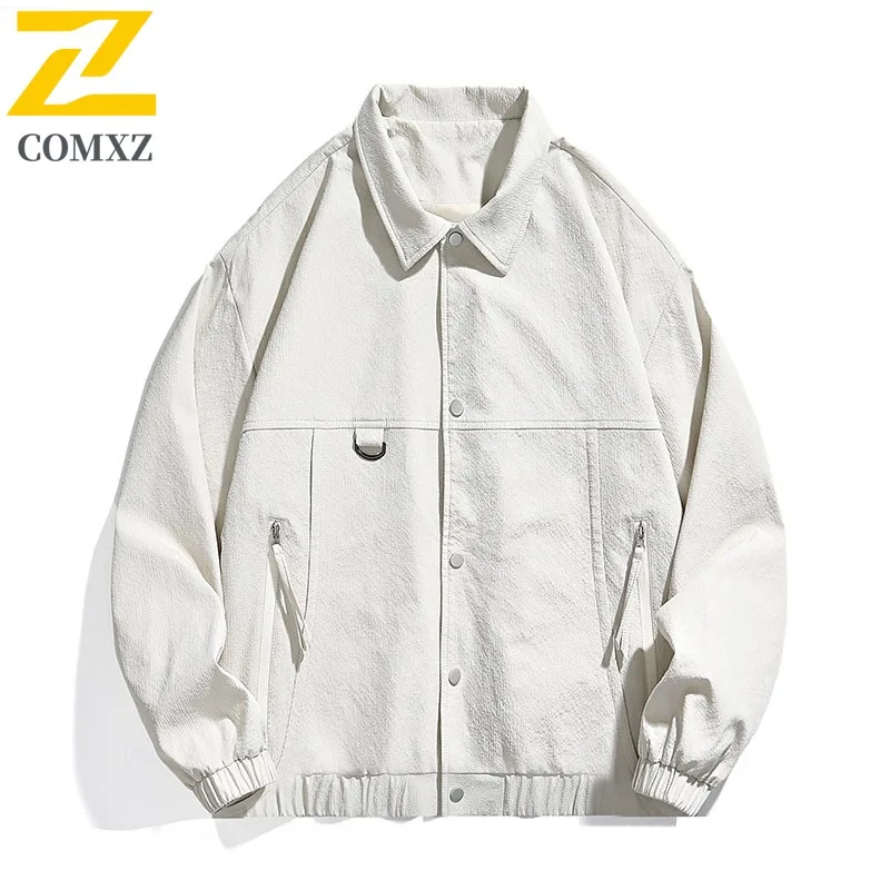 

COMXZ 2025 Men's Turn Down Collar Workwear Jacket Spring Autumn Casual American Style Plus Size Versatile Shirt Coat