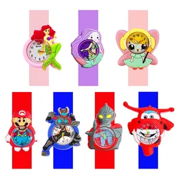 Pink Girls Watches for Children Birthday Gift Cartoon Mech Warrior Boys Watches for Kids Learn Time Toy Slap Bracelet Baby Clock