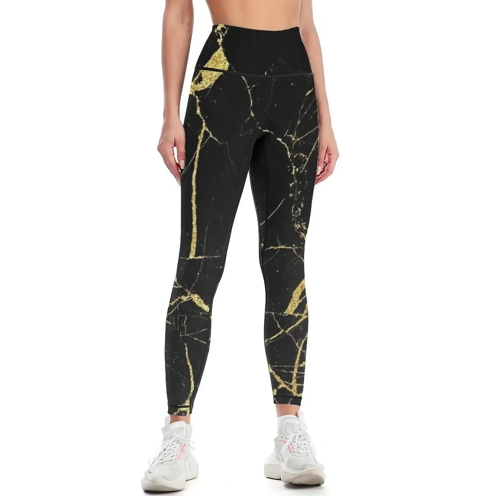 

Black and gold Marble | Texture Leggings sport set legings for fitness sports shirts gym harem pants Womens Leggings