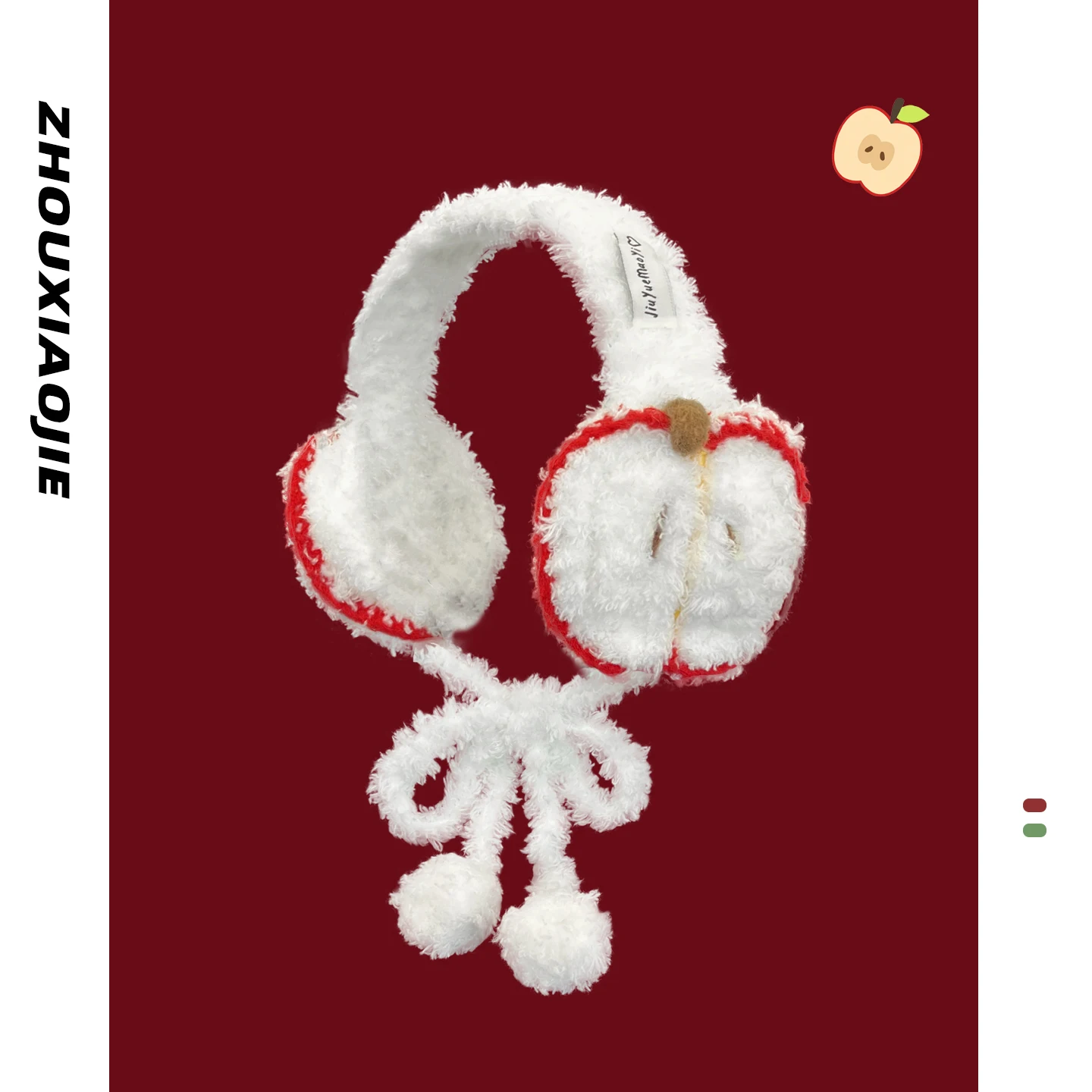 Accessorio alla moda Studenti Paraorecchie in peluche a forma di mela carina Donna Autunno e inverno Fascia calda e lavorata a maglia con nastri