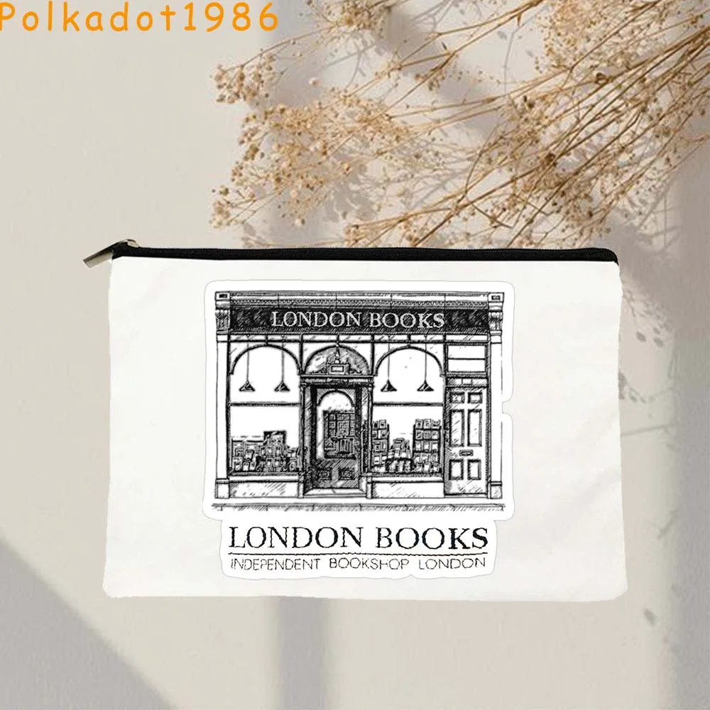 London Daunt Books Lover Cute Gifts Library Reading Bookish BOOKSHOP Canvas Cosmetic Bag Makeup Bag Key Pencil Case Zipper Pouch