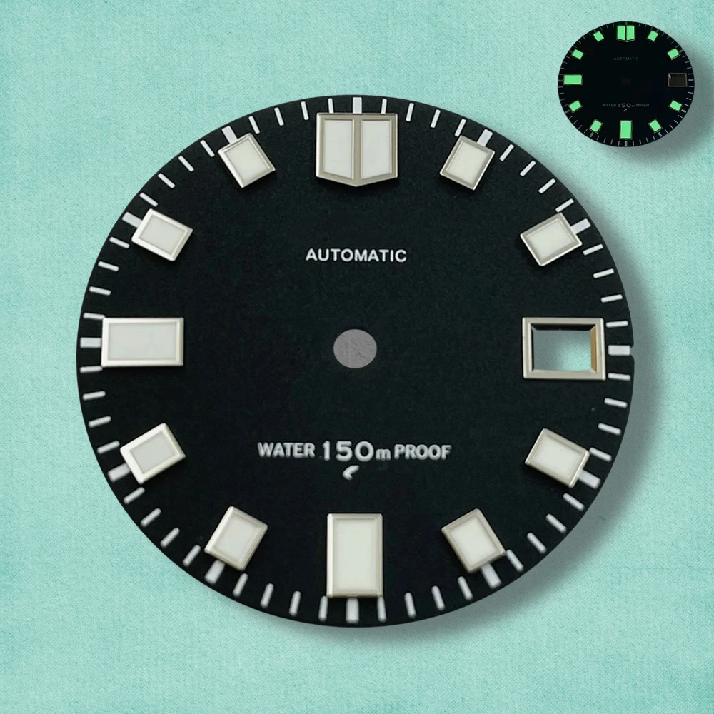 28.5mm S Logo Matte Dial Fit NH35/NH36/4R/7S Japanese Movement Green Luminous Diving High-Quality Watch Modification Accessories