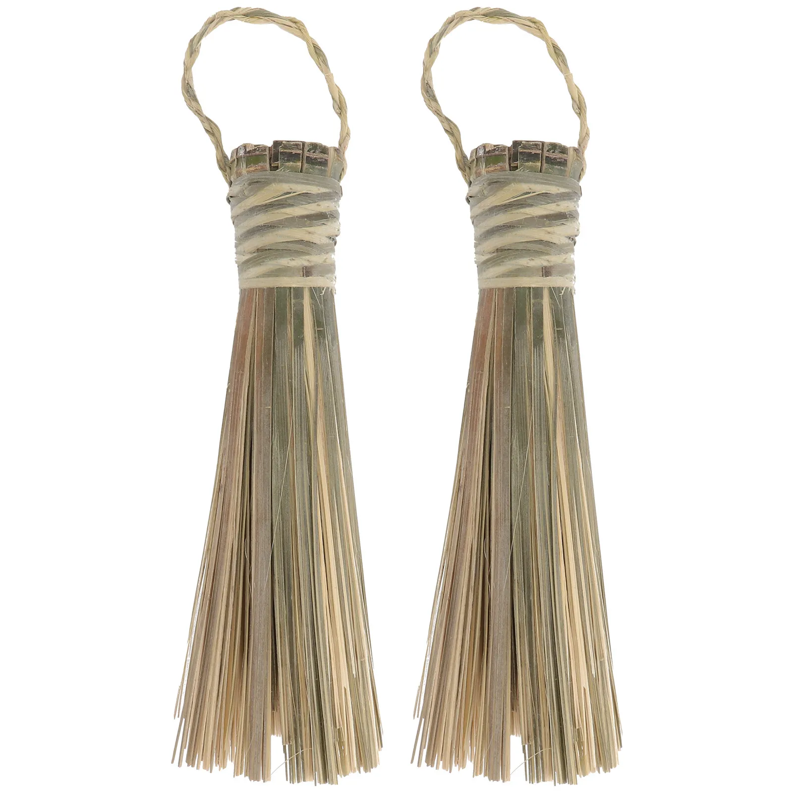 Bamboo Pot Brush Set – 2pcs Handmade Kitchen Cleaning Brush with Anti-Slip Handle & Hanging Ring for Woks, Pans, Pots