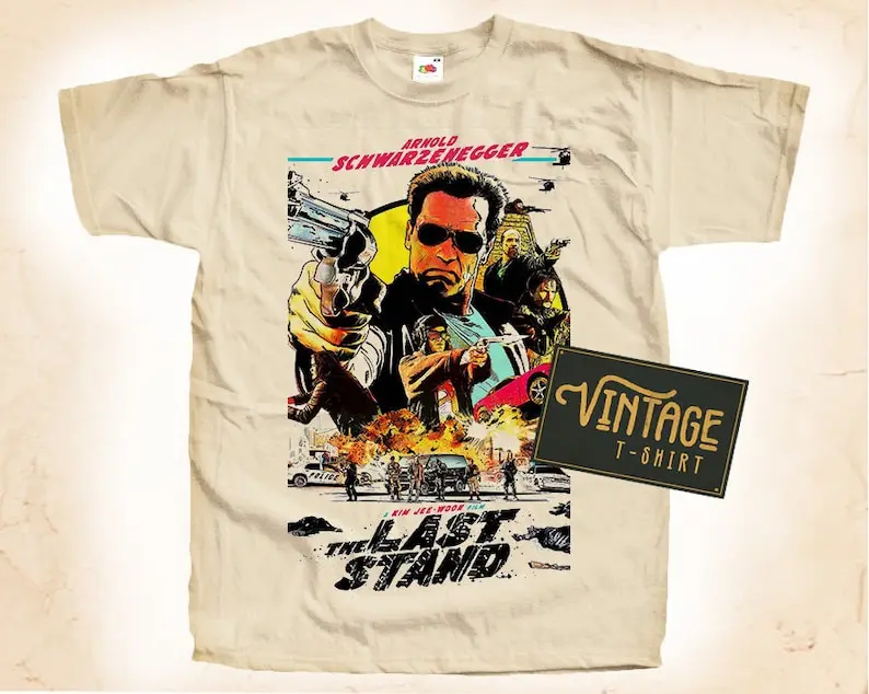 

The Last Stand T shirt Tee Natural Vintage Cotton Movie Poster Beige All Sizes