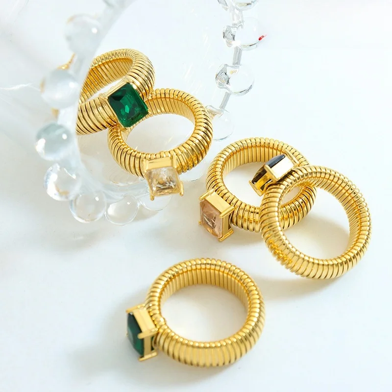 

Кольцо Marka Retro с геометрическим узором и полосками, массивное, для девочек, для лучших подруг, из титановой стали, модное украшение