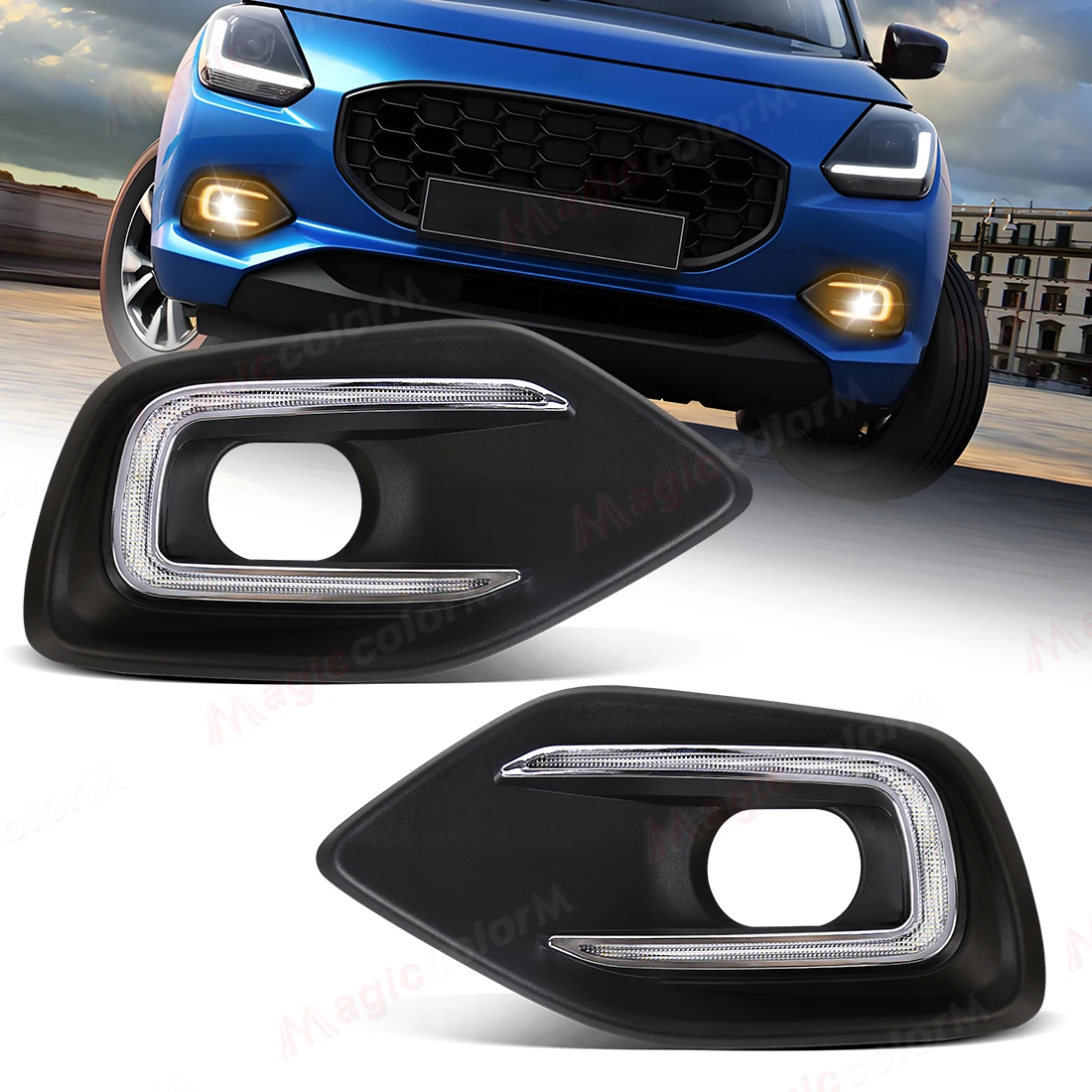 

Car LED Daytime Running Light For Suzuki Swift 2024 White DRL Yellow Turning Signal Front Bumper Fog Lamp Headlight Accessories