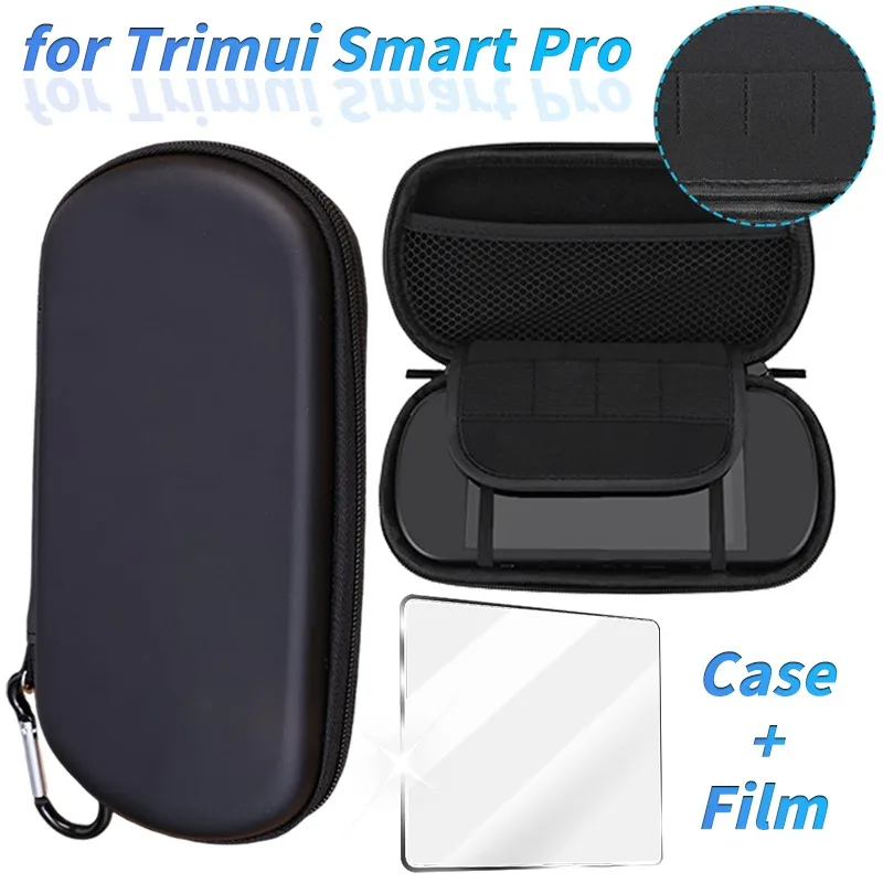 Case Bag Tempered Glass Film for Trimui Smart Pro Handheld Game Console Black EVA Travel Storage Video Game Console Portable Bag