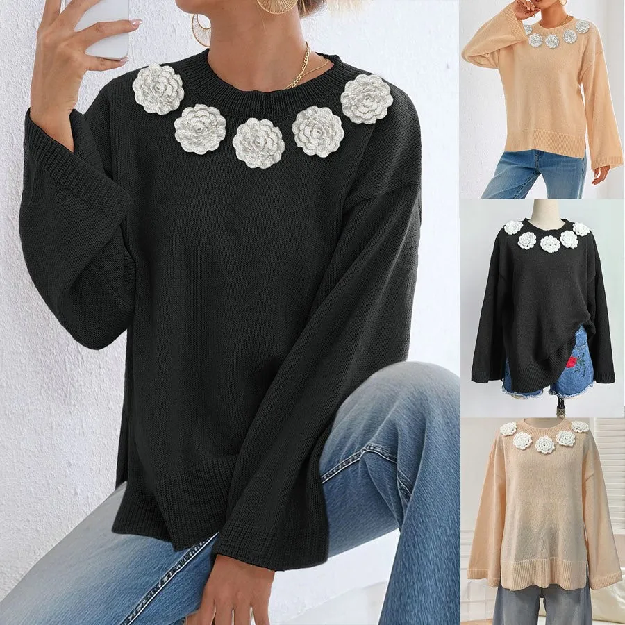 

Свободный удобный женский круглый пуловер Ne, длинный свитер свека, уличный дизайн, осенне-зимний модный повседневный топ