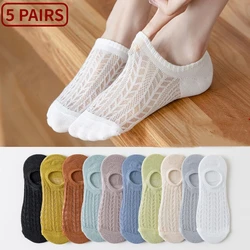 5 Cặp/lô Nữ Vô Hình Tất Mujer Chống Trơn Trượt Chaussette Mắt Cá Chân Thấp Nữ Cotton Thuyền Tất Không Thể Hiện Thoáng Khí Calcetines