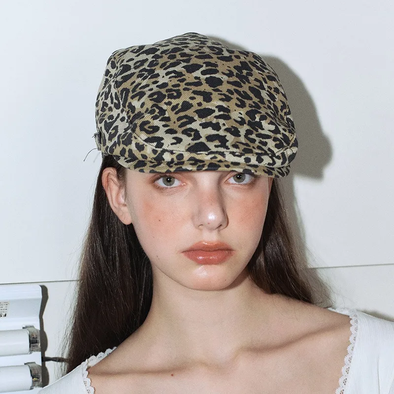 Flat Cap leopard Printed Newsboy hat Women Winter Hat Cabbie Driving Hunting Cap Adjsutable Gatsby Beret Hat Ivy Hat