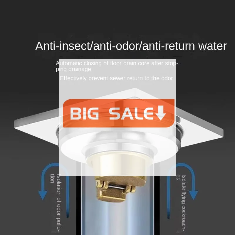 Large Size Brass Floor Drain Core Odor & Insect Proof Bathroom Sewer Rapid Drain Quick In For Enhanced Plumbing Efficiency