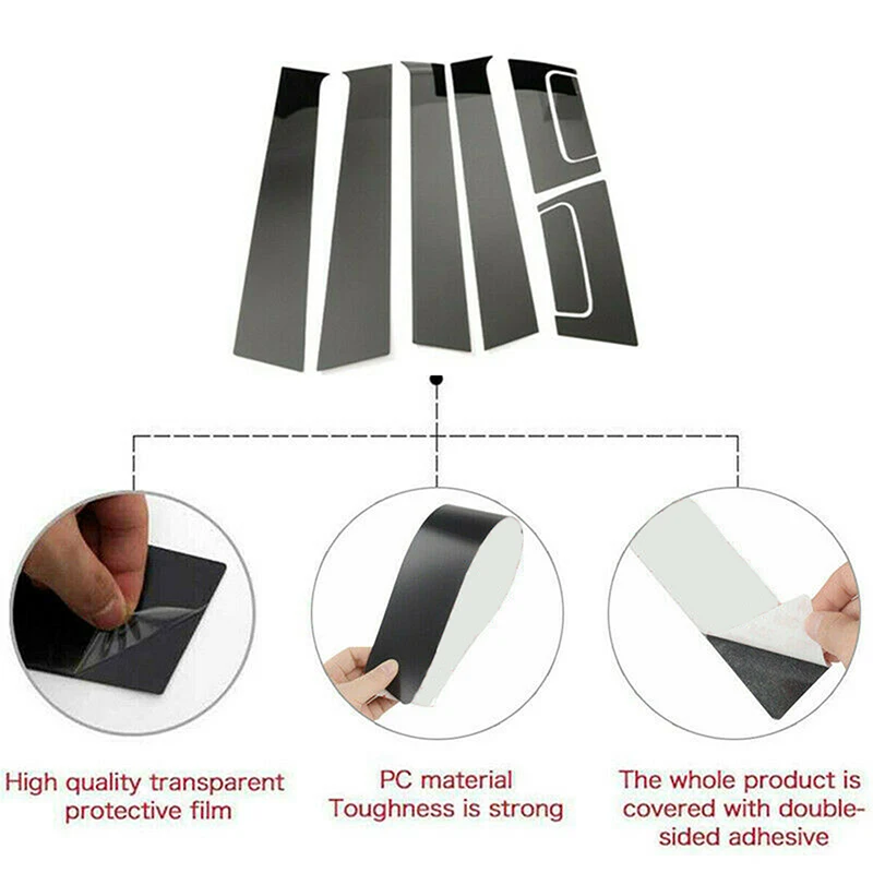 8 قطعة لامعة الأسود نافذة الباب العمود B C عمود آخر غطاء الكسوة لهوندا HRV 2015 2016 2017 2018 2019-2021 أعواد تزيين