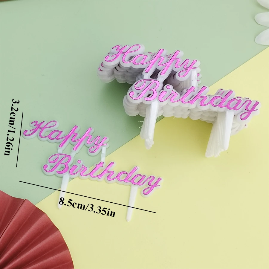25 Stück Plastik alles Gute zum Geburtstag gebacken Englisch alles Gute zum Geburtstag Gold Party Kinder ersten Jahr Kuchen Dressing – Detail 16