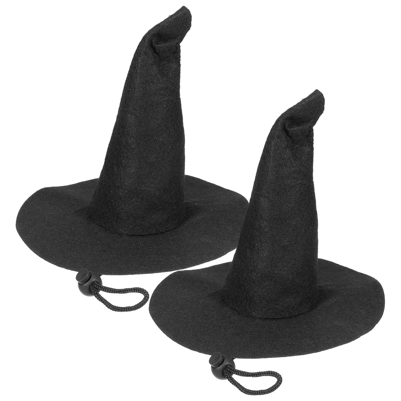 

2pcs Miniature Witch Hat For Halloween Decoration, Soft Nonwoven Pet Costume Accessory, Tiny Hat Craft, Halloween
