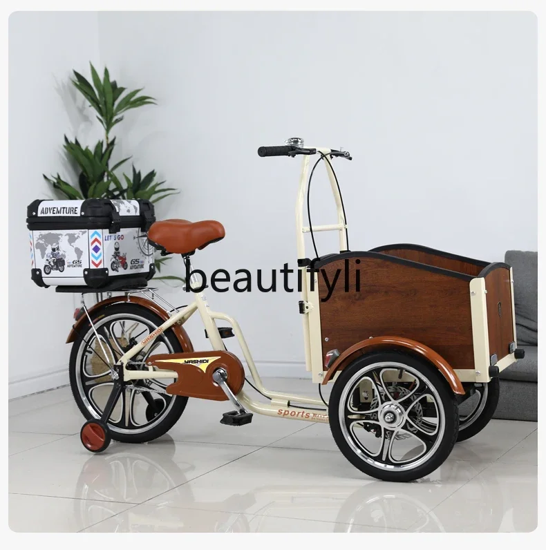 

Middle-aged and elderly baby walking pet leisure disc brake bicycle reverse tricycle