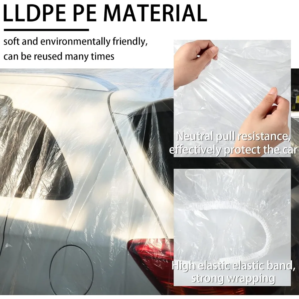 Universal Disposable Waterproof Car Cover, 12.5x21.7ft with Elastic Band for Sedan Protection from Snow Rain Dust