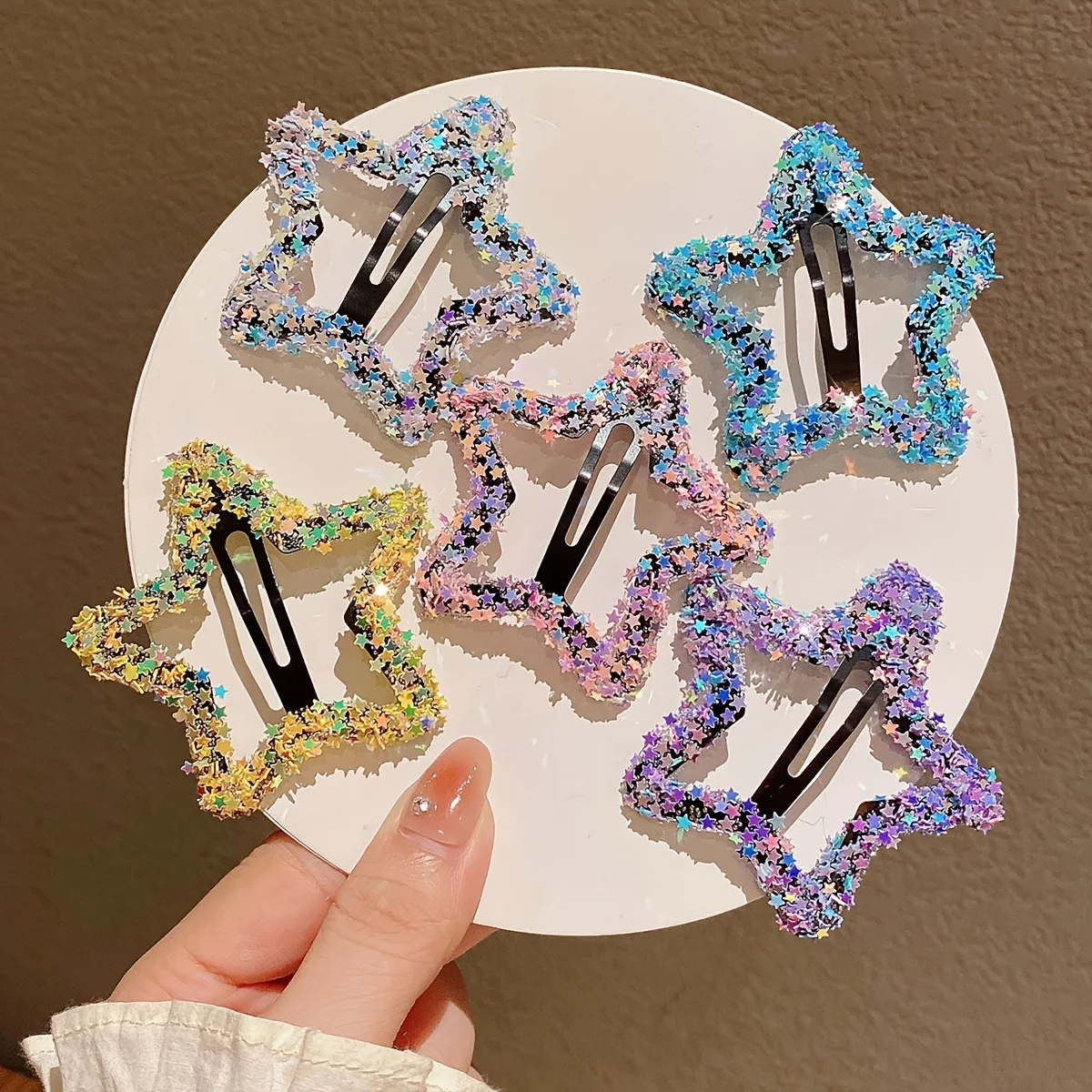 5pcs women\'s pentagram hair clip for girls 2024 new model forehead bangs edge clip hair clip BB clip hair accessory