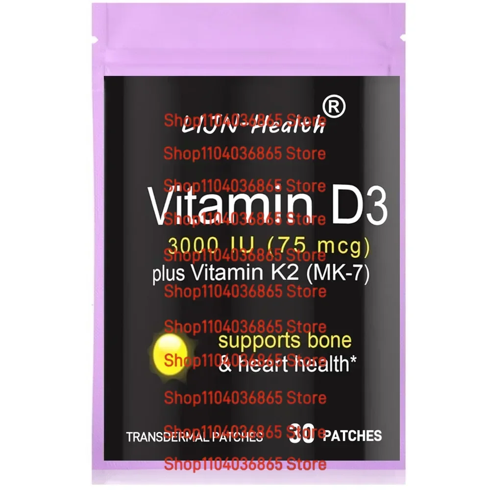 30 Patches Vitamin D3 K2 Transdermal Patches Support Healthy Bones,Heart Immune