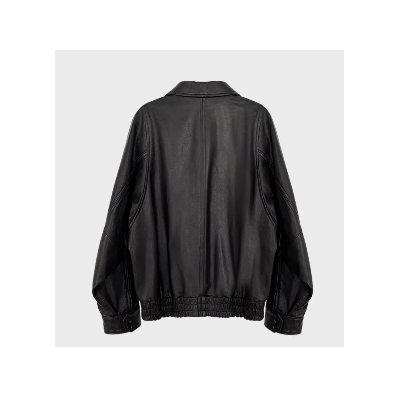 Nowa skórzana kurtka damska ze skóry owczej, wiosenna, na spotkanie gastronomiczne