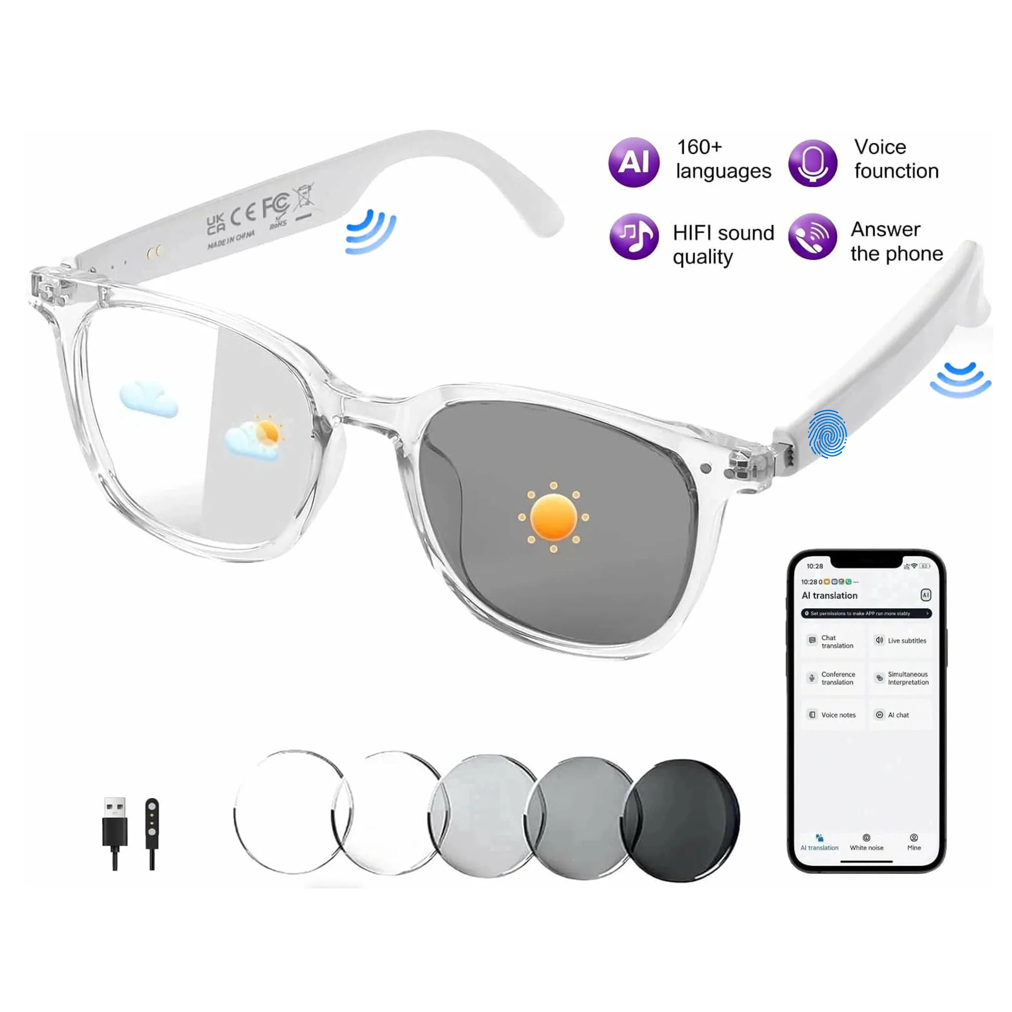 

Smartglasses Stylish Call Built-In Speaker Sunglasses Touch Microphone Magnetic Smart Bluetooth Glasses for Adults Business Work