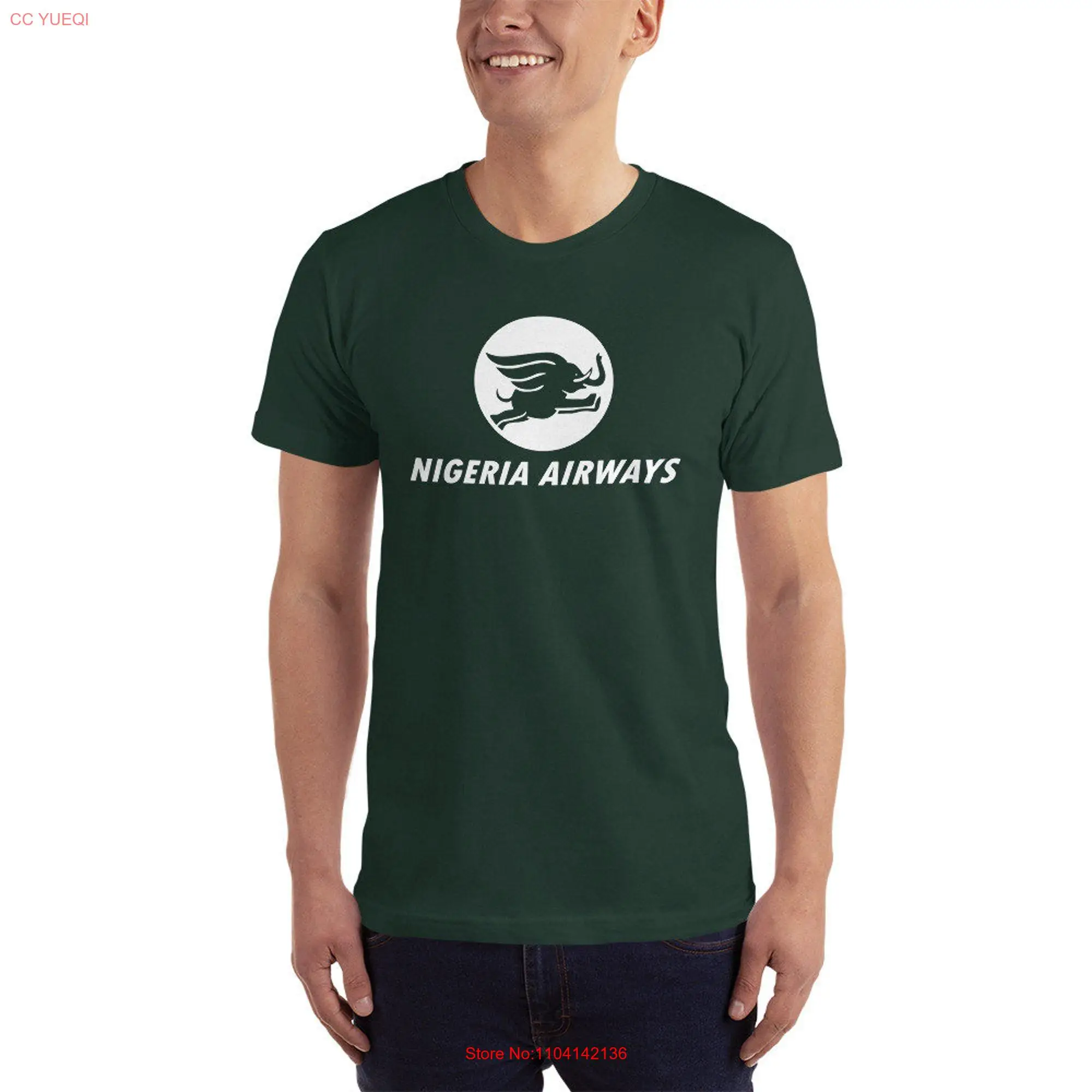 Nigeria Airways T Shirt In Forest Green Sizes Small 3XL Retro Airlines long or short sleeves