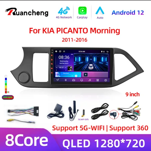 Imagen 1 del producto 8 núcleos 2din Android 13 Carplay Radio de coche reproductor de vídeo Multimidia para KIA PICANTO Morning 2011-2016 navegación GPS IPS unidad principal