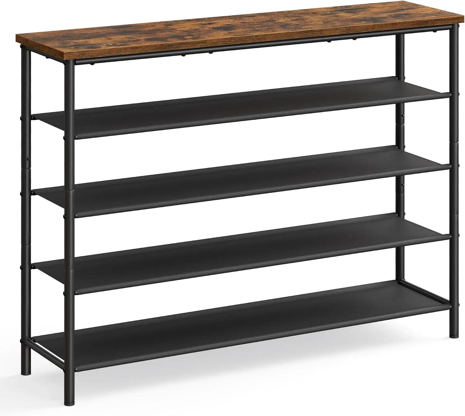 

5-уровневая полка для обуви с тканевыми полками, вмещает 20-24 пары, стальной каркас для прихожей и шкафа.