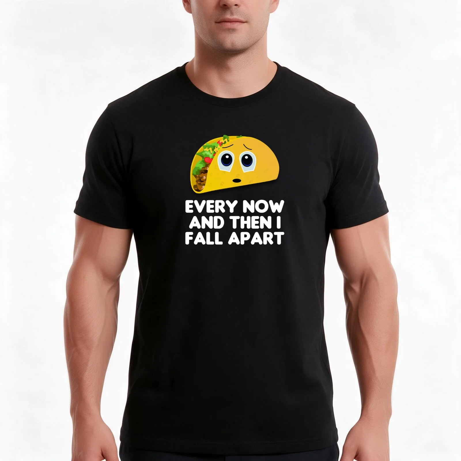 Taco Every Now And Then I Fall Apart T-Shirt, Summer Casual Cotton Tee, Oversized Streetwear Tops, Vintage Graphic Print