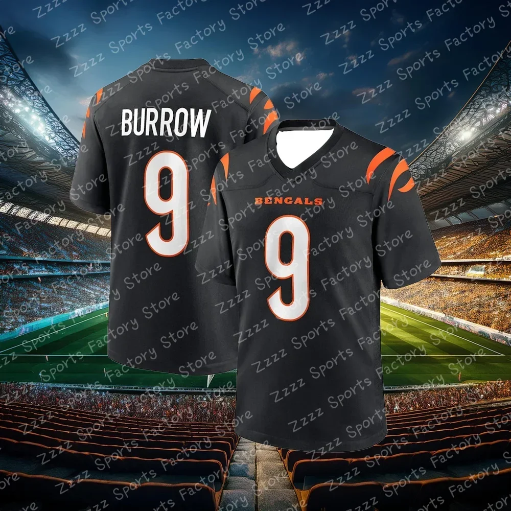 Jersey No.10 Joe Burrow Cincinnati Bengals, camisetas de manga corta de verano, ropa deportiva de entrenamiento juvenil al aire libre, camisetas, ropa para hombre