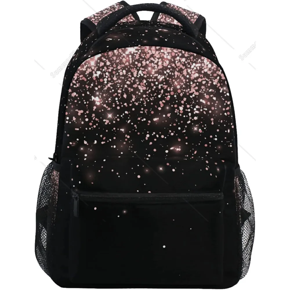 Rose Gold Black Glitter Backpacks for Girls Teens Women School Bookbags Backpack for Kids Students