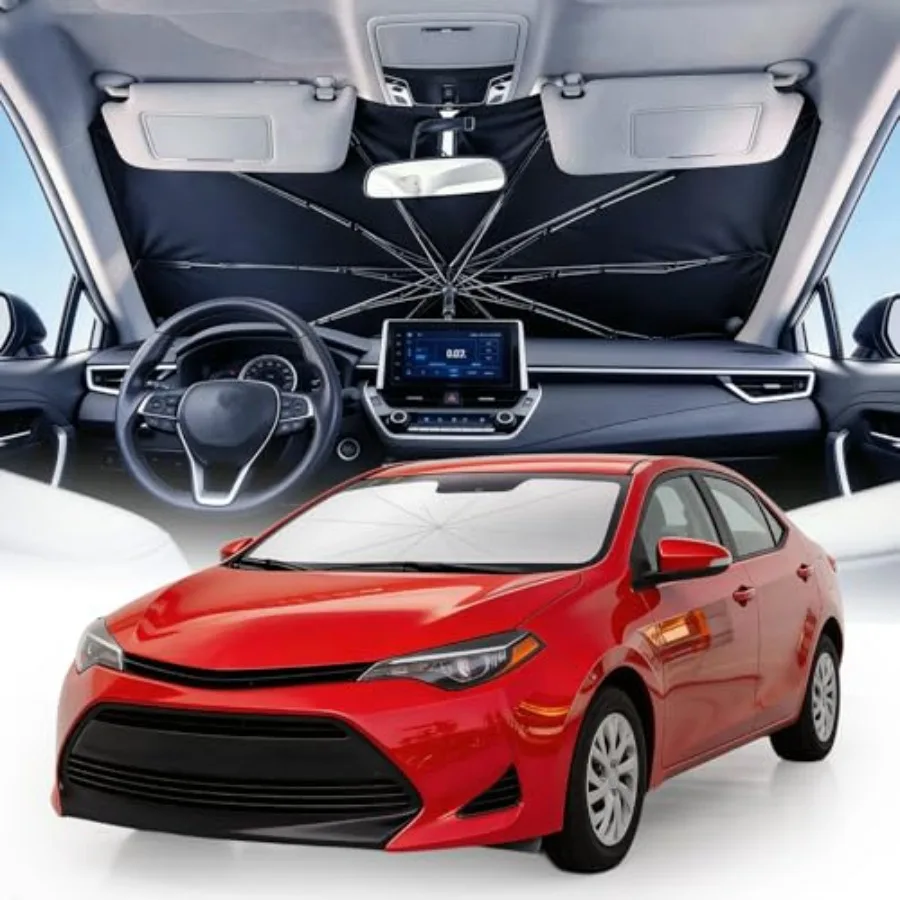 

[2026 Upgraded] Custom Windshield Sun Shade Umbrella for Toyota Corolla Sedan and Hatchback 2009-2019, Upgrade Ice Crystal Coat