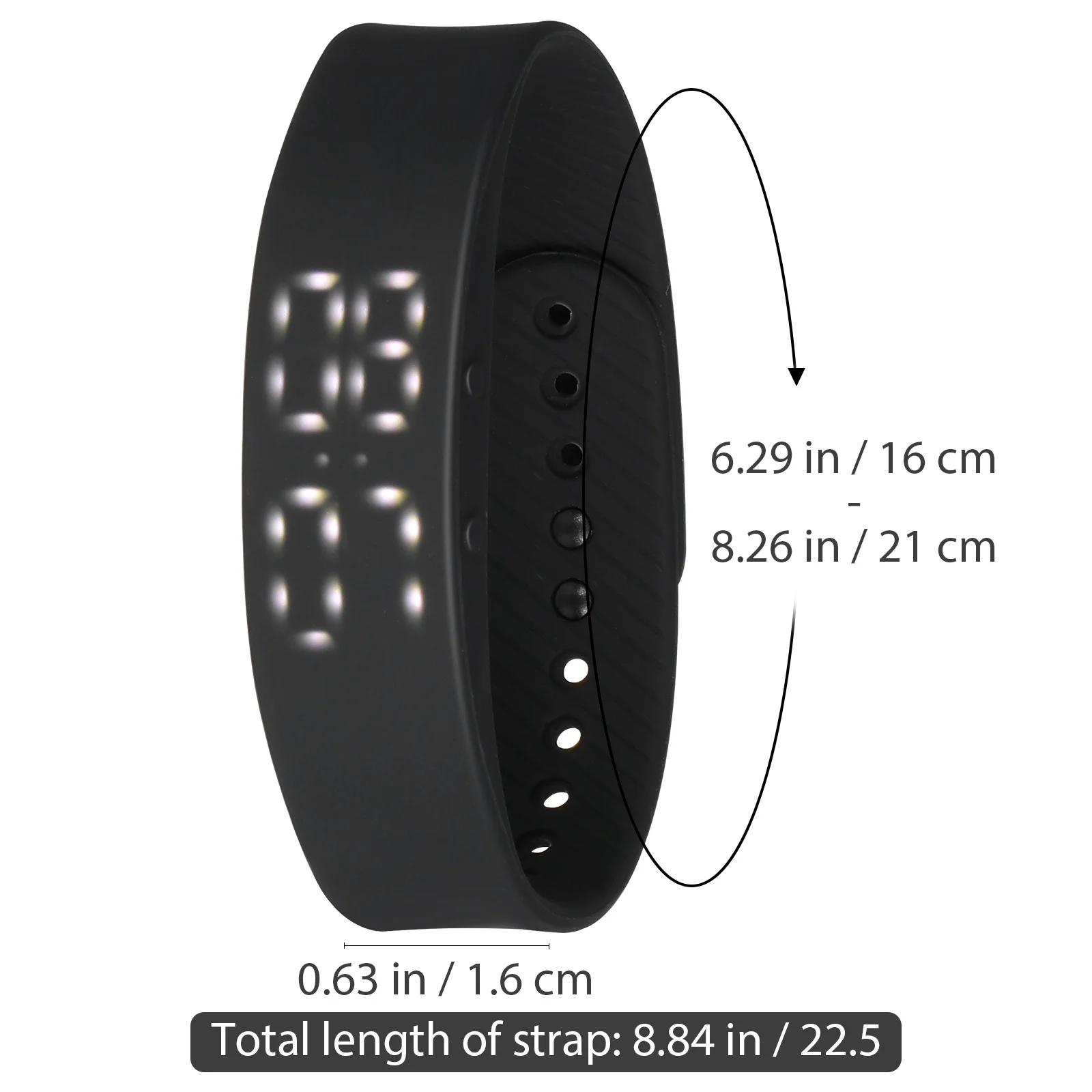 Smart Watch Silicone Black Adjustable Strap Sports Smart Bracelet Fitness LED Step Calorie Distance LED Watch Bracelet