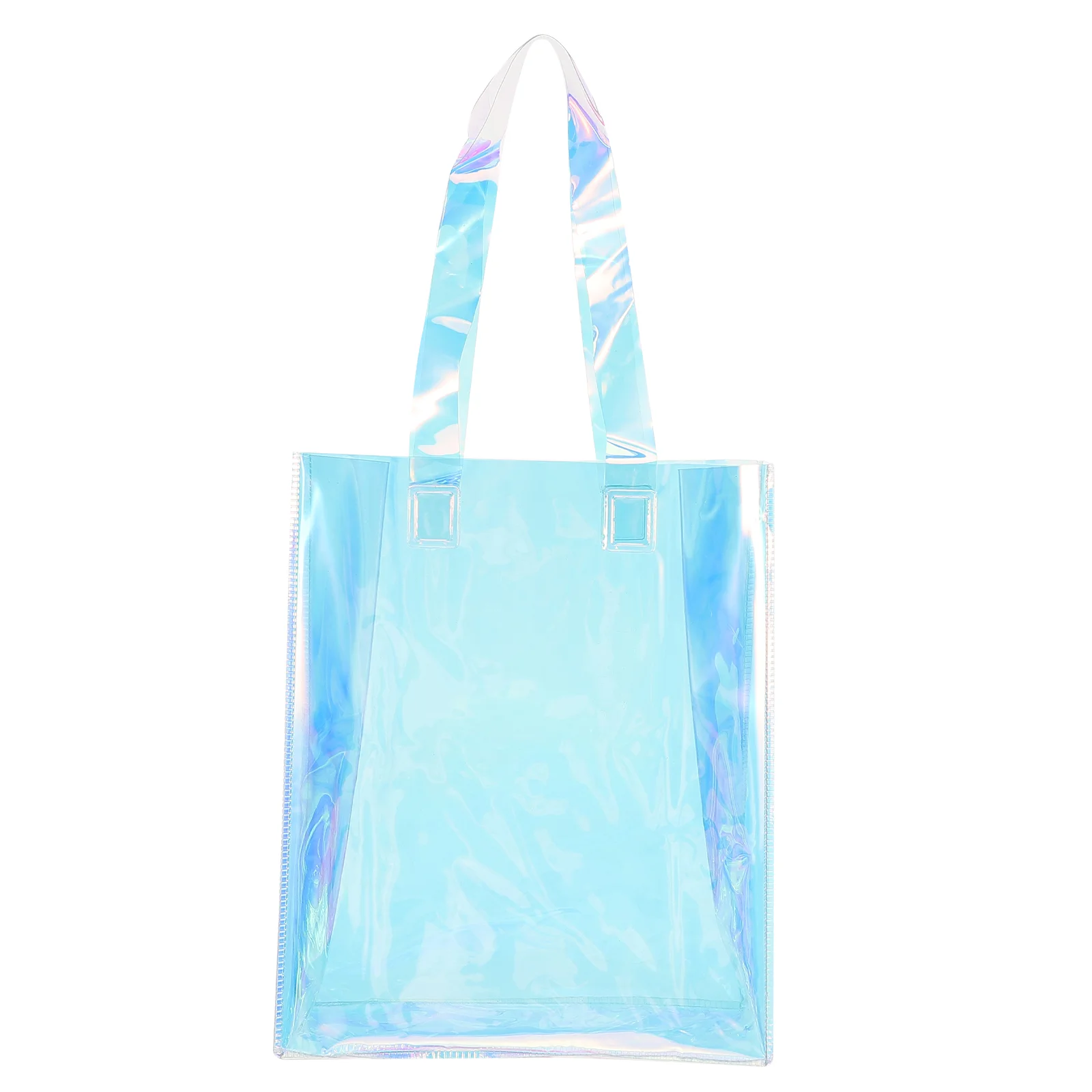 

Iridescent Tote Bag PVC Handbag Waterproof Portable Shopping Holographic Rainbow Membrane Large Capacity Women Storage Travel