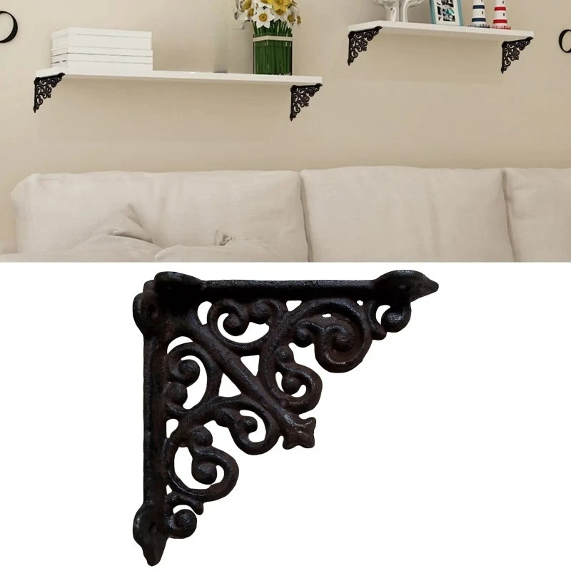 Cast Iron Shelf Brackets Furniture Heavy Duty Metal Wall Mounted Shelving Bracket Support Holder Hardware Multi-functional