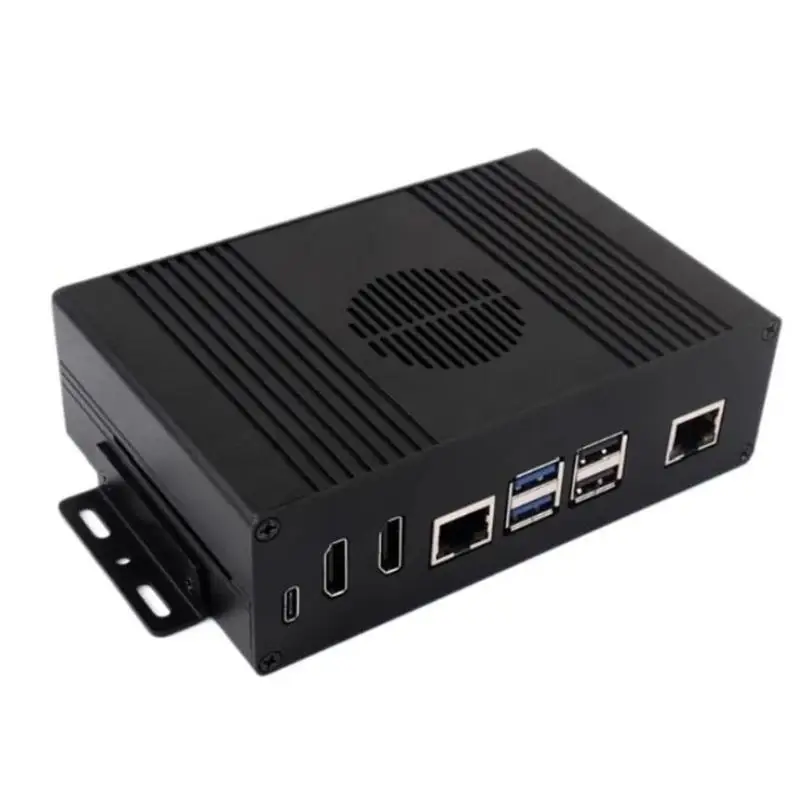 Gigabit Ethernet PCIe Case voor RPI 5 -behuizing met PCIE -netwerkuitbreiding 10 in 1 dubbele video en warmteventilatie D2RC