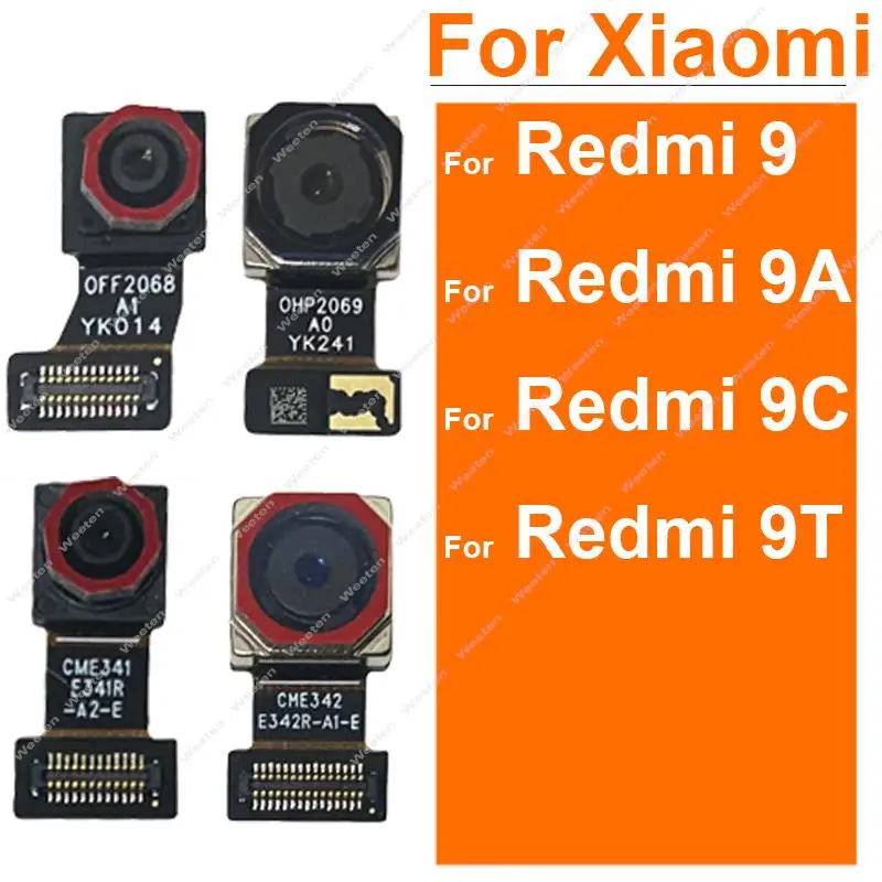 Front Rear Camera For Xiaomi Redmi 9 9A 9T 9C Front Selfie Facing Small Camera Big Back Main Camera Module Flex Cable Parts