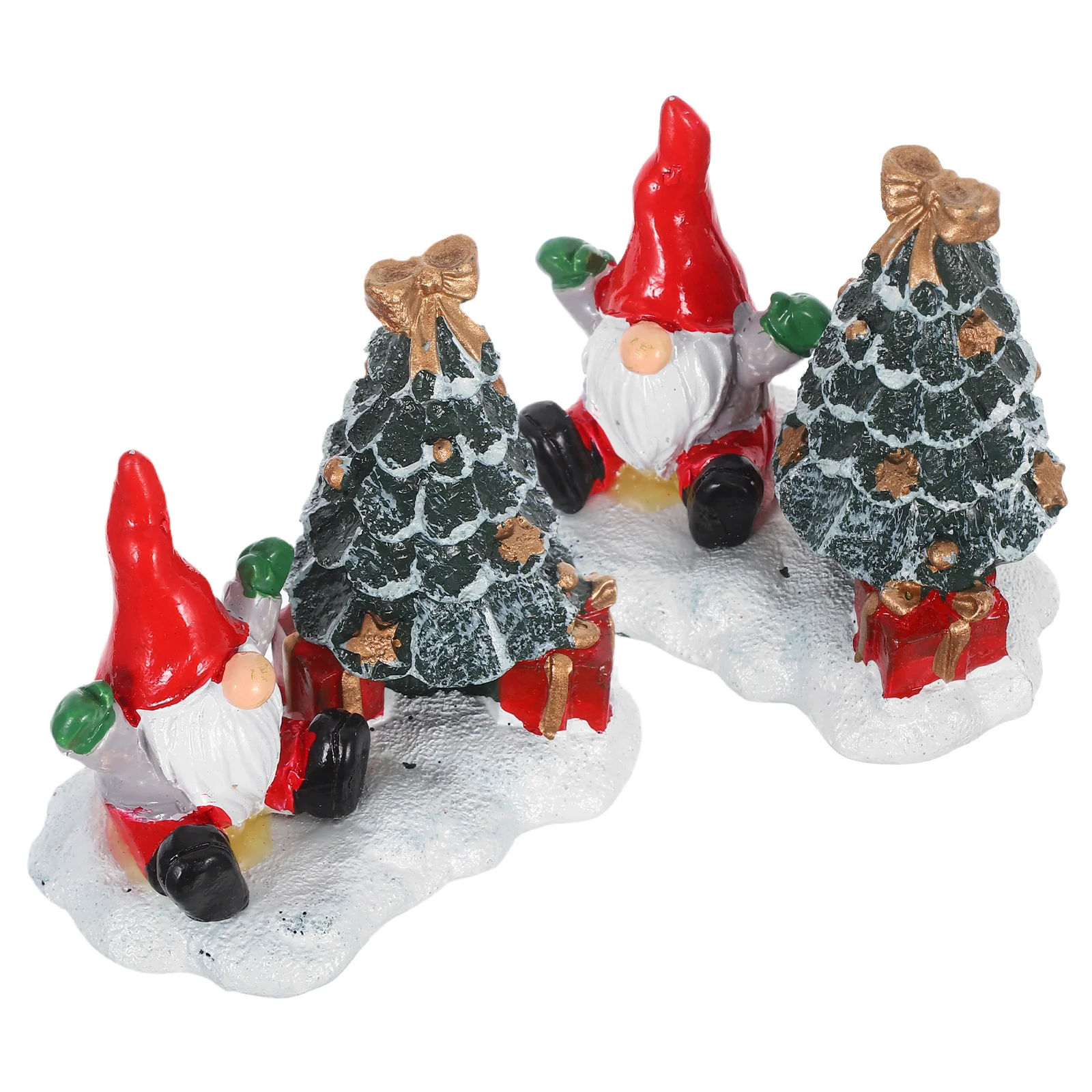 

2 Pcs Christmas Tree Ornaments Decor Resin Santa Claus Fireplace Trees Decorations