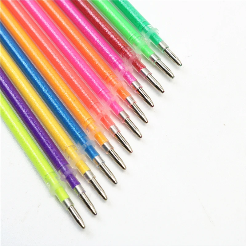 24PCS Color Gel  Refills  Rainbow Pen Replacement Refill Diary Drawing Marker Glitter Pen Plastic bottle packaging leak-proof