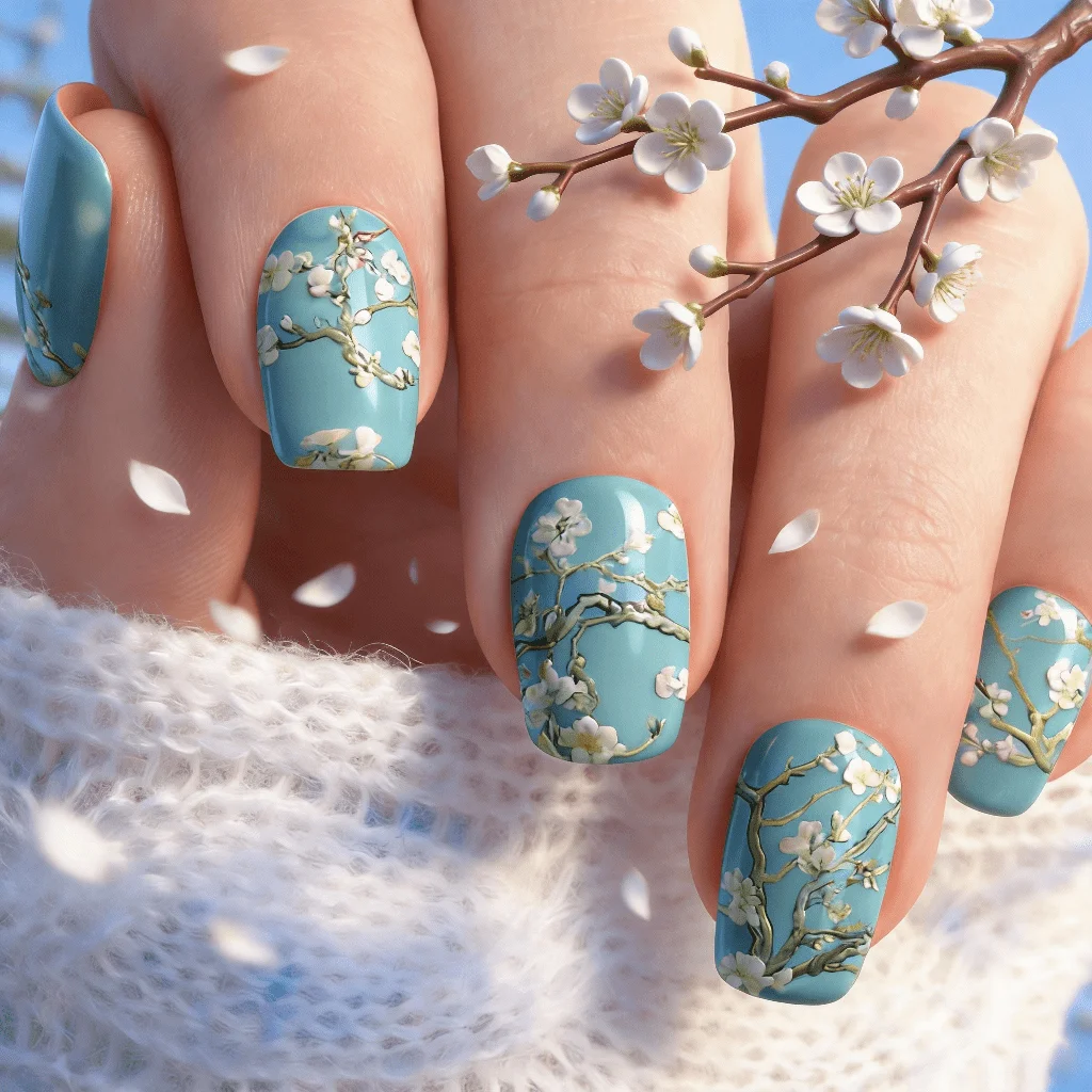 Nail Art Van Gogh - 24 szt. Średnie Kwadratowe Paznokcie Sztuczne