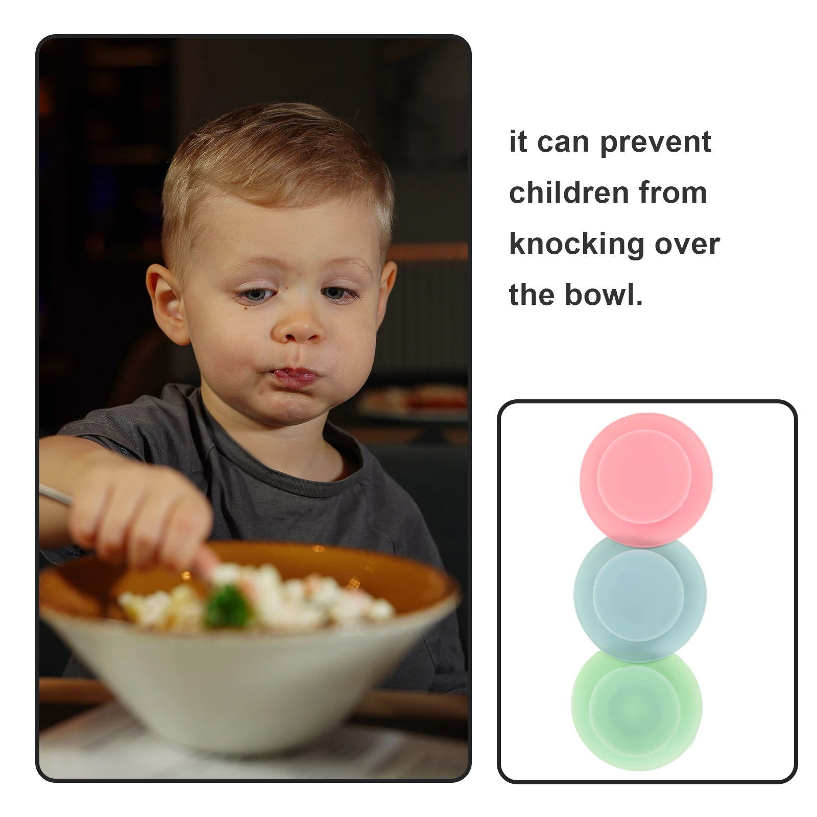 

3pcs Silicone Bowl Cups Kids Tableware Fixing Sticker Reusable Anti Spill Pads Strong Adhesion Dishware for Children