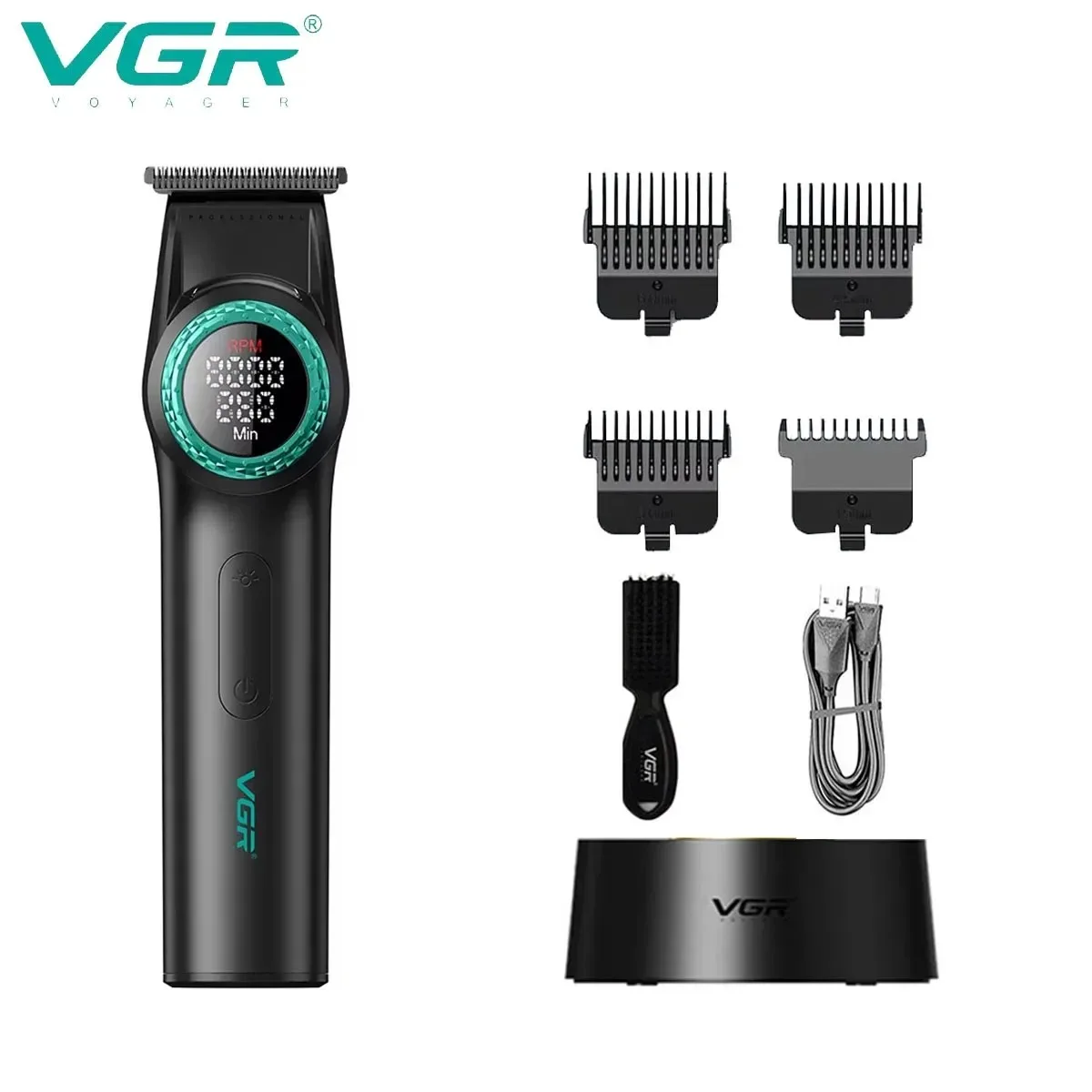 VGR Hair Trimmer 9000 RPM for Men, Rechargeable Barber Clipper