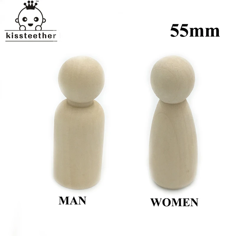 50pcs Men Woman Mixed Plain Blank Natural Wood People Peg Dolls Unpainted Figures Wedding Cake Family   Christmas Gift