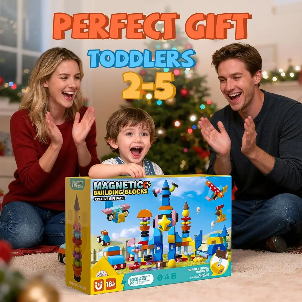 Soft EVA Foam Magnetic Building Blocks, 100 Pieces, Ideal for Toddlers 2-5 Years, Gift for Boys and Girls