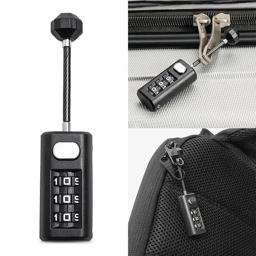 3 Digit Portable Resettable Coded Lock Mini Ackpack Zipper Lock for Travel Dormitory Cabinet Bag Code Padlock Theft Locks