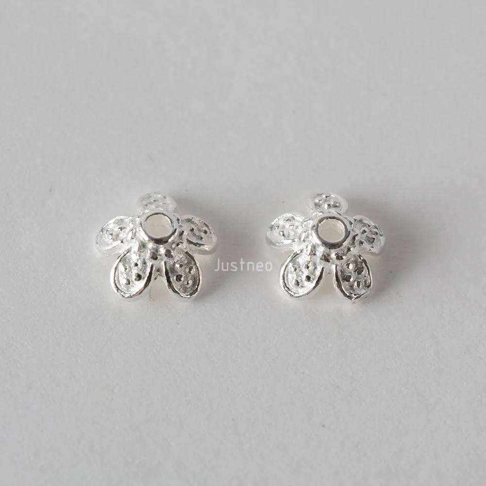 solid 925 sterling silver flower bead cap, spacer bead caps, jewelry diy silver findings/components