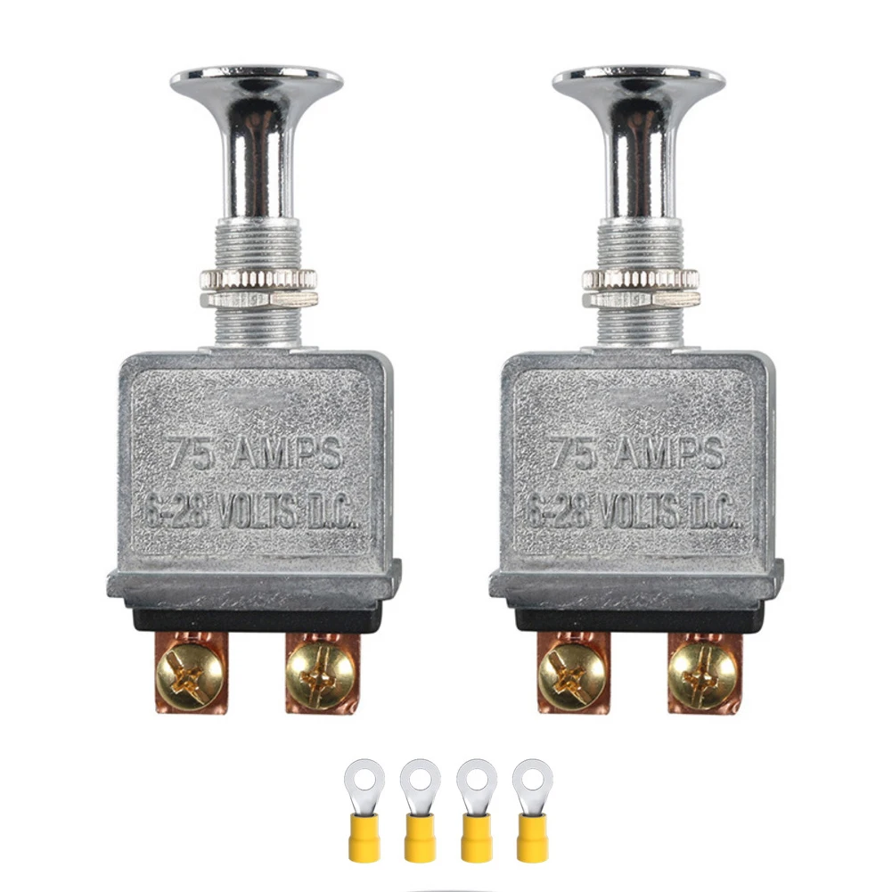 2 قطعة مفتاح سحب دفع عالي التحمل 75 أمبير 6 إلى 28 فولت تيار مستمر 2 موضع SPST مع 5 8 بوصة جذع تركيب لسهولة التركيب #2