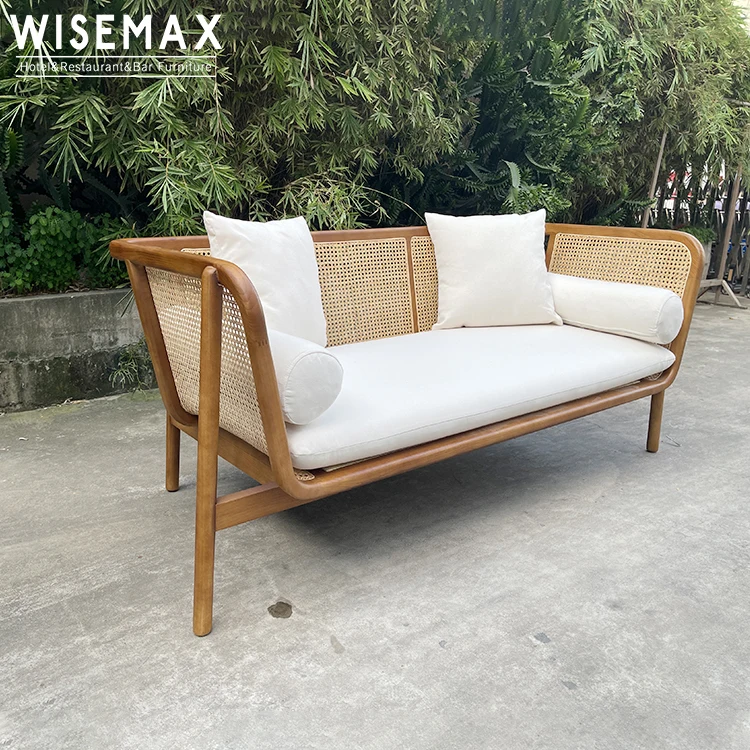 Modern Living Room Furniture Solid Wood Nature Rattan Armchair Chaise Chair