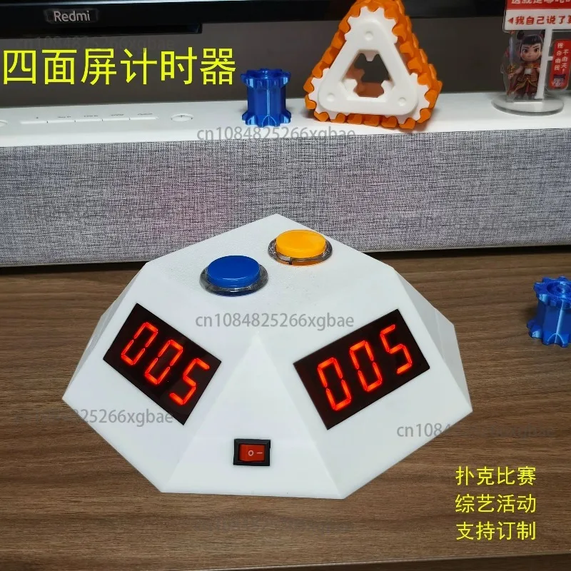 Four-Sided Digital Game Timer – 0.8” 3-Digit Red LED Countdown Timer With 999s Max For Board Games, Card Games, Competitions