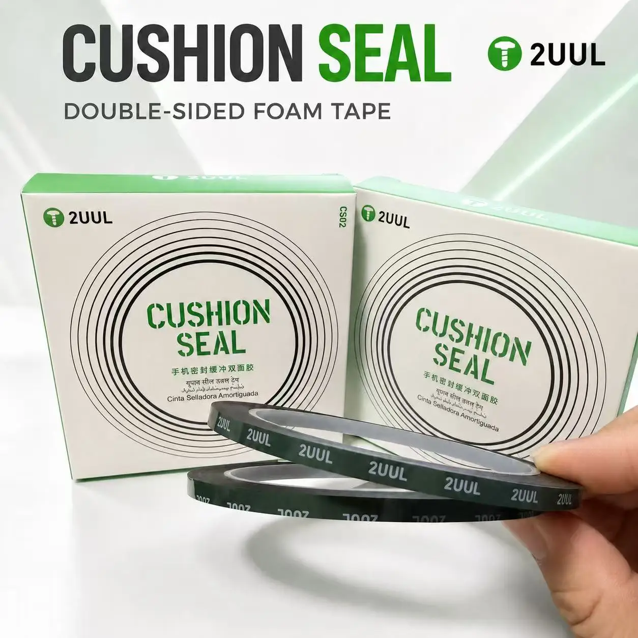 2UUL Cushion Seal CS01 CS02 Double-Sided Foam Tape 3mm/5mm, 5 Rolls for Phone Screen Frame and Back Cover Repair